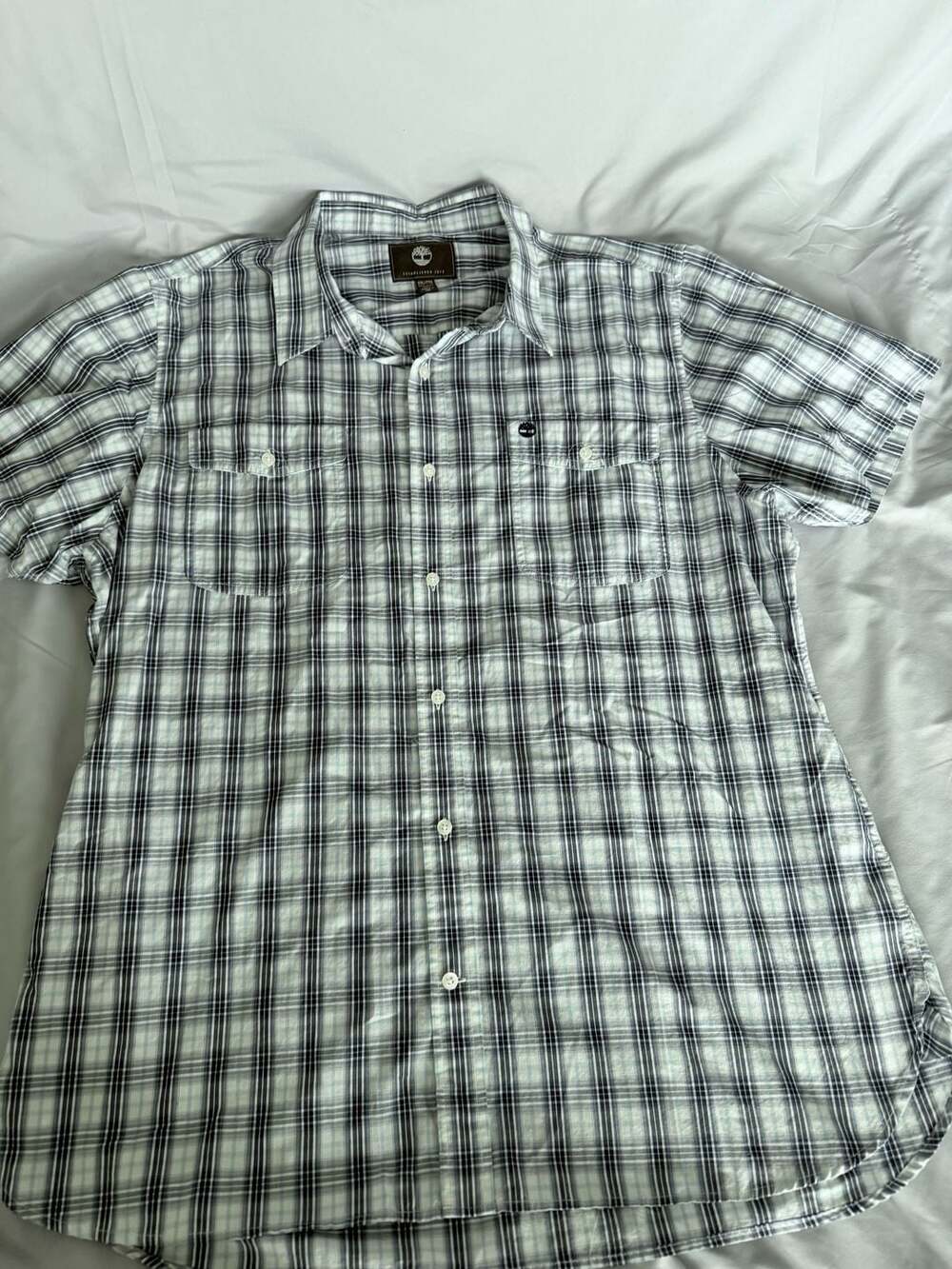 Timberland Established 1973 Men's XXL Short Sleeve Plaid Button Up Casual Shirt
